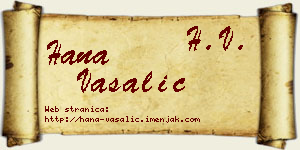 Hana Vašalić vizit kartica